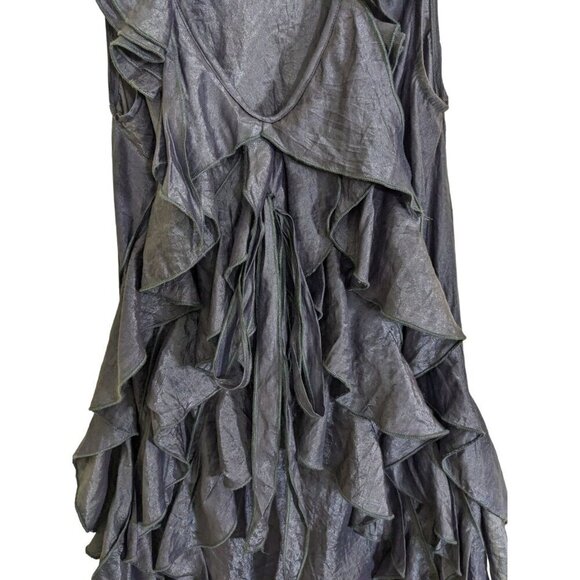 Zokai Blouse Purple Womens M NEW Ruffle Tiered Front Sleeveless Coquette Shimmer - Picture 3 of 5